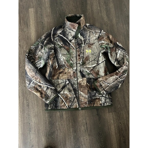Under Armour Camo Hunting Jacket & Size S/M Full Zip Real Tree - Picture 1 of 7